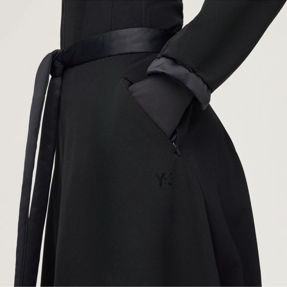 ADIDAS Y3 YOHJI YAMAMOTO Black Tie Waist Maxi Skirt NWOT M - Picture 6 of 12